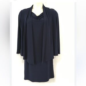 Jessica Howard 2 pc navy sleeveless dress with cardigan
